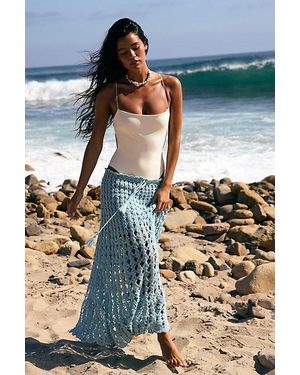 Free People Isle Of Rhodes Crochet Midi Skirt - Blue