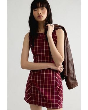 Free People Atlas Plaid Mini Dress - Red