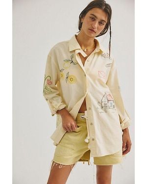 Free People Spring Villa Button Down Top - Natural