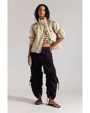 Free People Scorpio Shirred Mid-Rise Cargo Trousers By - Blue