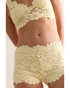 Free People Petal Party Lace Slip Shorts - Yellow