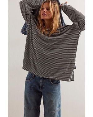 Free People We The Free Veronica Striped Tee - Grey