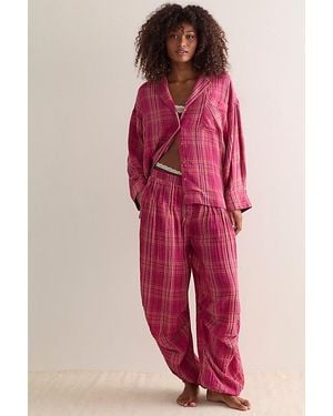 Intimately By Free People Easy Morning Double Cloth Bubble Pj Trousers By - Red