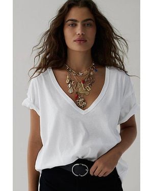Free People Nina V-neck Tee - White