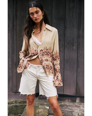 Free People Melrose Printed Button Down Top - Brown