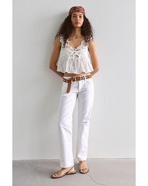 EB DENIM Ariel Mid-Rise Wedgie Jeans - White