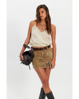 Denim and Bone Splatter Denim Mini Skirt - Green