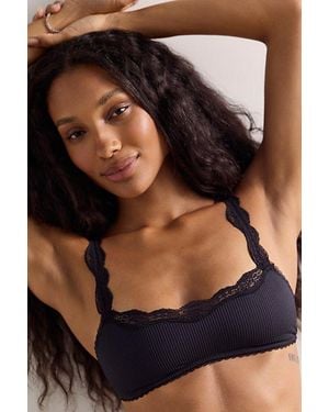 Intimately By Free People Charlie Lace Microfiber Ribbed Square-Neck Bralette By - Blue