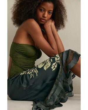 Intimately By Free People Long Lost Lover Printed Maxi Slip Skirt By - Green