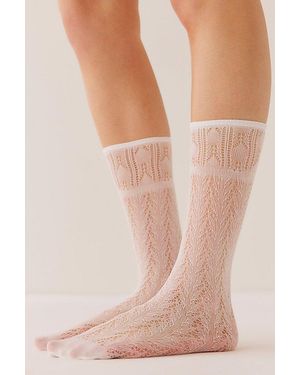 Swedish Stockings Erica Crochet Calf-Length Socks By - Pink