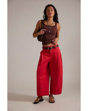 Free People Silverlake Wide-Leg Chino Trousers - Red