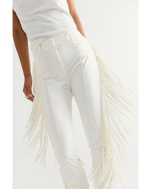 Norma Kamali Fringe Spat Slim Pants - White