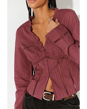 Free People Frankie Corset Long Sleeve Top - Red