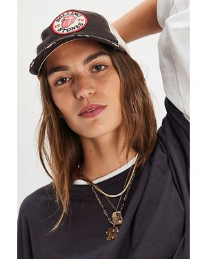 Free People Rolling Stones Distressed Baseball Hat - Black