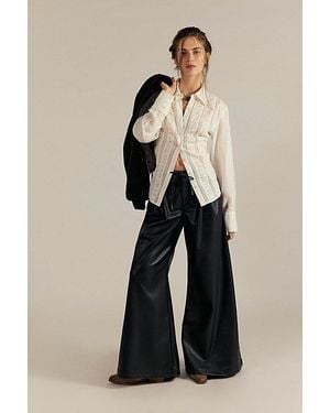 Free People Julien Wide Leg Vegan Leather Trousers - Black