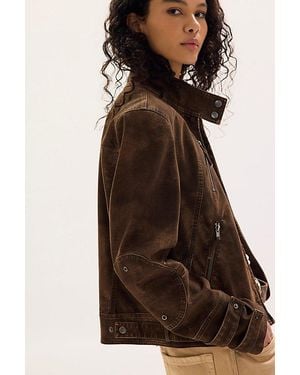 Free People Jesse Vegan Suede Jacket - Brown