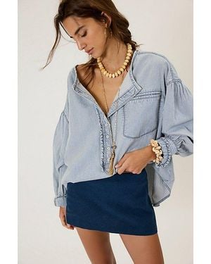 Free People My Little Micro Mini Cotton-Linen Skort - Black