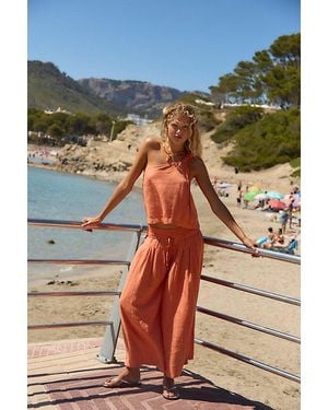 free-est Sahara Sandshell Linen Trouser Co-Ord By - Blue