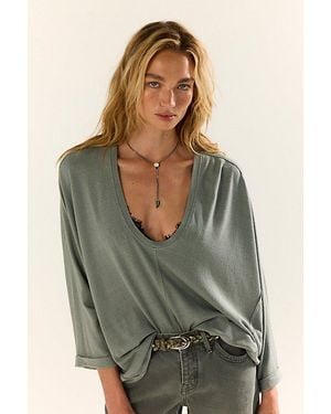 Free People Like No Other Silk Long Sleeve Tee - Grey