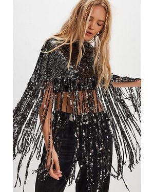 Free People All Night Long Sequin Cape Top - Multicolour
