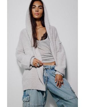 Free People Thistle Hooded Oversized Cardi - Grey