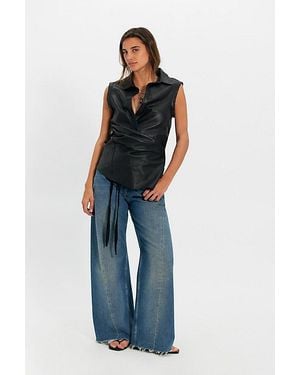 Nicholas K Sleeveless Leather Roux Top - Blue