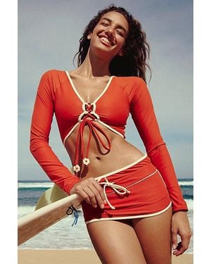 Strait The Label Splash Surf Top - Red