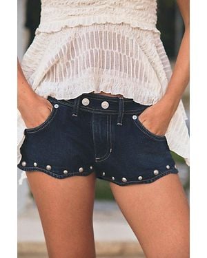 Free People Late Night Studded Shorts - Blue