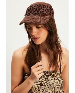 Free People Silvie Crochet Baseball Hat - Brown