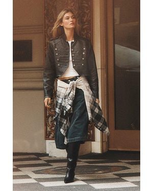 Free People Ryland Vegan Leather Band Jacket - Green