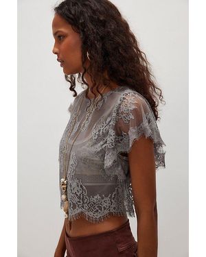 Free People Lunar Ash Lace Top - Brown
