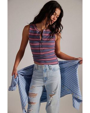Free People Jamie Henley Striped Tank Top By - Blue