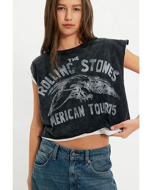 Daydreamer Rolling Stones American Tour Cropped Tank Top - Black