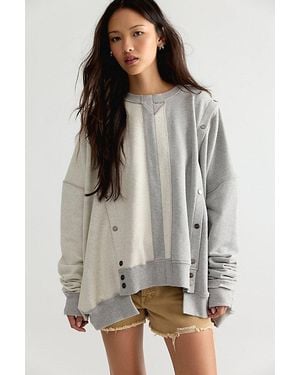 Asparagus Asymmetrical Snap Sweatshirt - Gray
