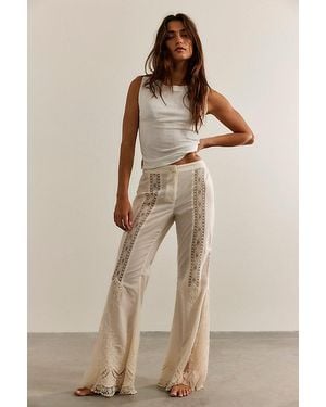 Free People Aliyah Lace Flare Trousers - Natural