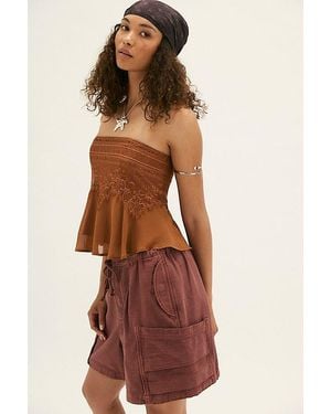 Free People Camp Out Slouch Shorts - Red