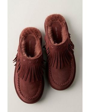 Free People Fallon Fringe Mules - Brown