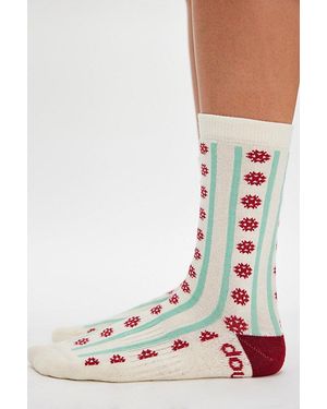 DOUBLESOUL Striped Wallpaper Socks - White