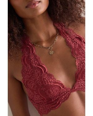 Intimately By Free People Last Dance Lace Halter Bralette By - Red