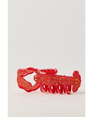 Solar Eclipse Hand-Painted Claw Clip - Red