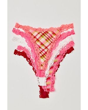 Intimately By Free People Charlie Lace Microfiber Thong 5-Pack By - Pink