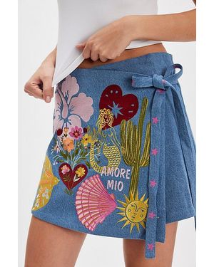 Denim and Bone Amore Mio Wrap Denim Skirt - Blue