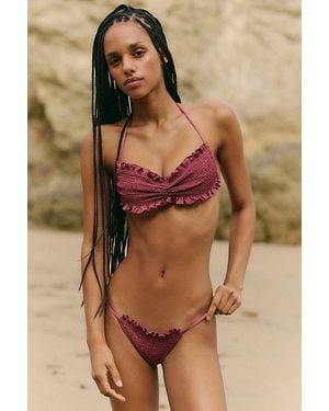 Slow Motion Belle Smocked Bikini Top - Brown