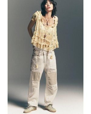 Free People Moxie Pull-on Barrel Jeans At Free People In White, Size: 27 - Natural