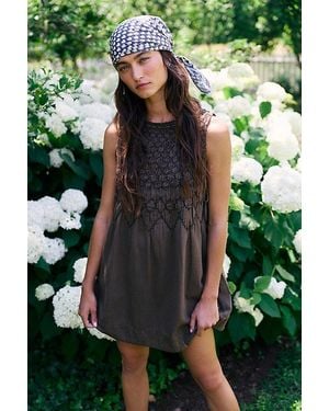 Free People Maisie Smocked Denim Mini Dress - Green