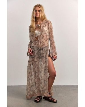 Free People Grace Kelly Sheer Kaftan Jacket - Natural