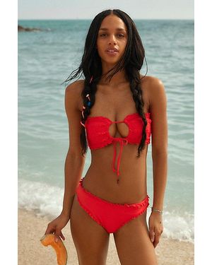 Stone Fox Cleo Smocked Bandeau Bikini Top - Red