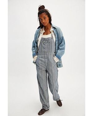 Wrangler Stripe Straight-leg Bib Overalls - Blue