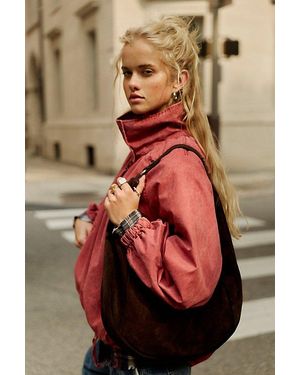 Free People Faith Half Moon Suede Bag - Brown