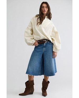 Mother The Whole Flutter Fray Denim Shorts - Blue